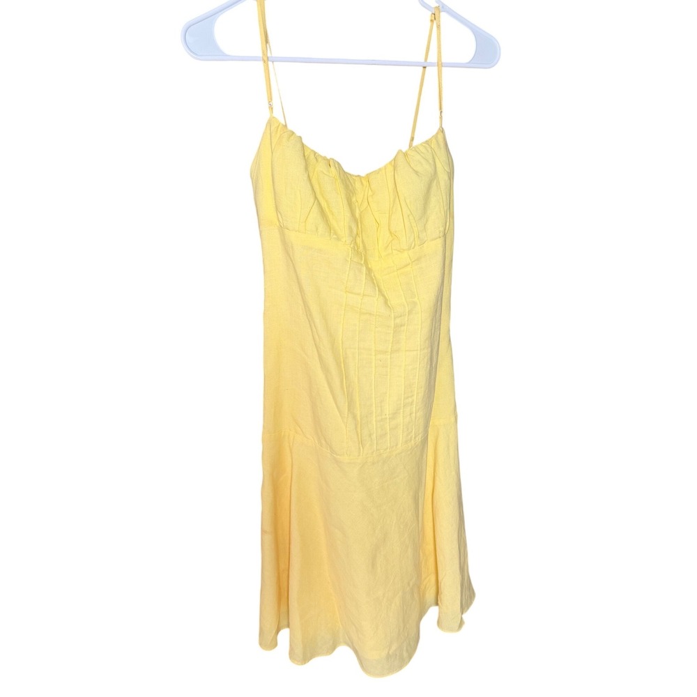 Allo Martinez Yellow Cotton Smocked Mini Dress Size 3